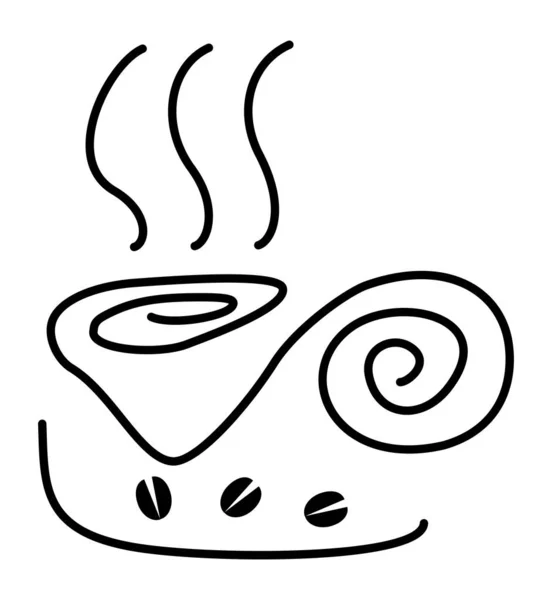 Cup Coffee Coffee Grains Simple Symbolic Cartoon Drawing Web Icon — Stock Vector