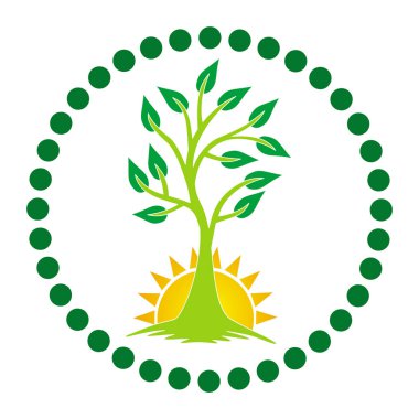 Mandala 'nın merkezinde güneş olan hayat ağacı. Sembolik ruhani sembol. Vektör grafik sanatı.
