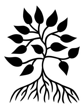 Hayat Ağacı. Ruhani sembolik sembol. Siyah ve Beyaz. Vektör sanatı grafiği.