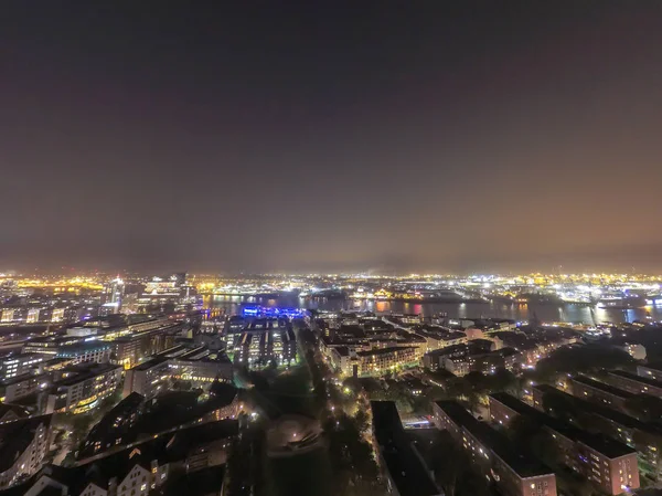 Escenario Del Paisaje Urbano Hamburgo Por Noche — Foto de Stock