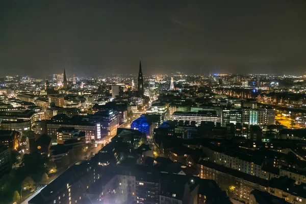 Malownicza Pejzaż Miejski Hamburgu Porze Nocnej — Zdjęcie stockowe