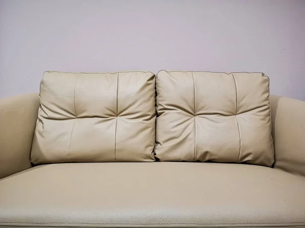 Brown Polyurethane Seat Two Pillows Close — Stock Photo, Image