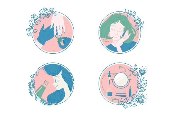 Conjunto de iconos de cuidado y spa femenino — Vector de stock