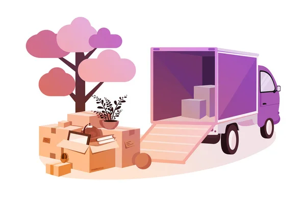 Transport des choses pendant le déplacement . — Image vectorielle