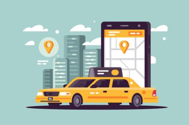 Smartphone ve online başvuru kullanarak Modern taksi arama.