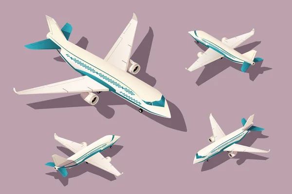 Zestaw duży i mały samolot do transportu drogą powietrzną. — Wektor stockowy