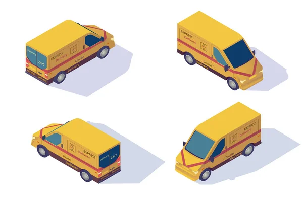 Set Postwagen für die Zustellung von Post und Paketen, Paket. — Stockvektor
