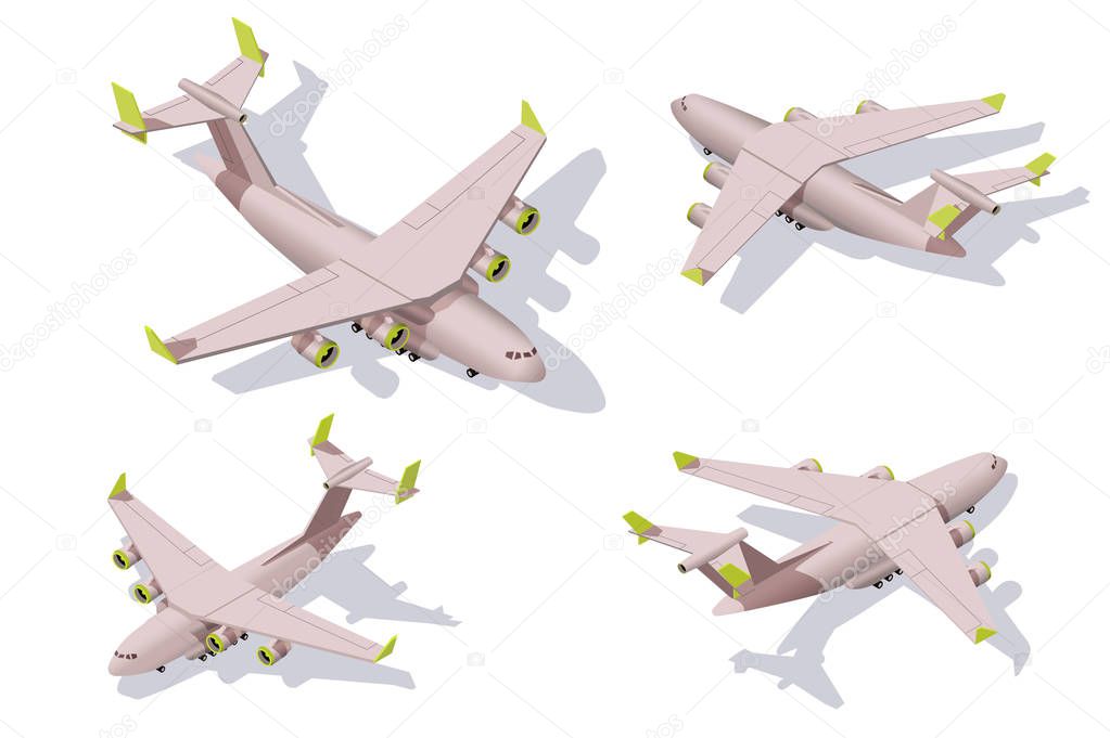Set big cargo airplane for transportation, delivery by air.
