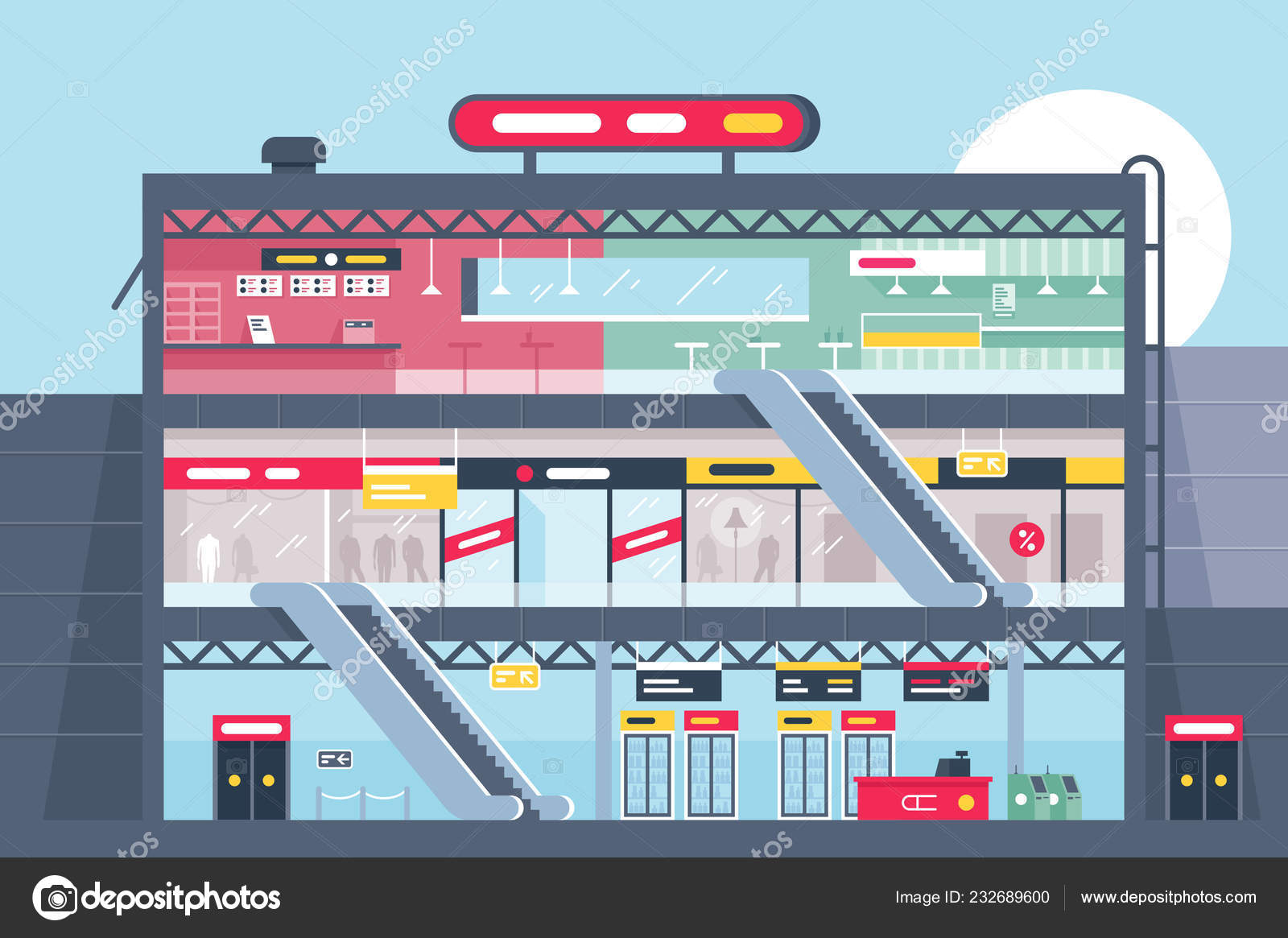 小売店舗 断面図 Vector Art Stock Images Depositphotos