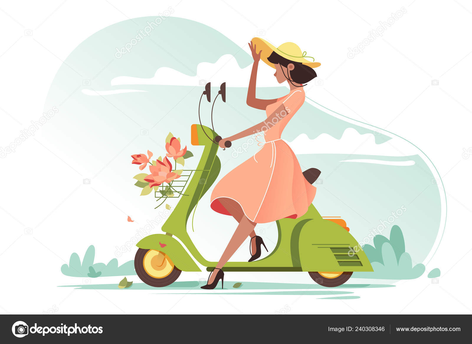 Motorbike girl Vector Art Stock Images | Depositphotos Motorbike girl Vector Art Stock Images | Depositphotos