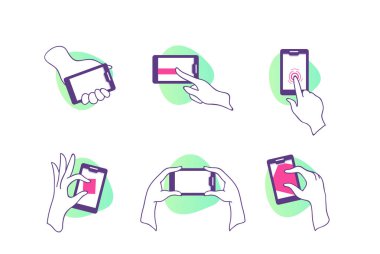 Düz kutsal kişilerin resmi ile dokunmatik ekran smartphone ile el ile ayarla.