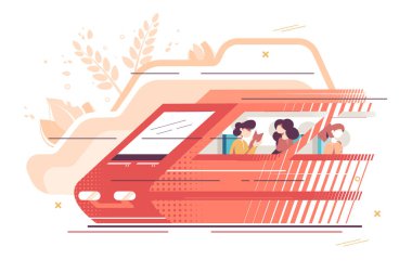 Tren ile seyahat eden insanlar