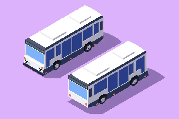 Set front and back view bus for transportation of people. — Stock Vector