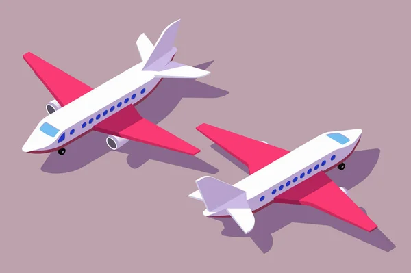 Conjunto de aviones de visión frontal y trasera para el transporte por aire . — Vector de stock