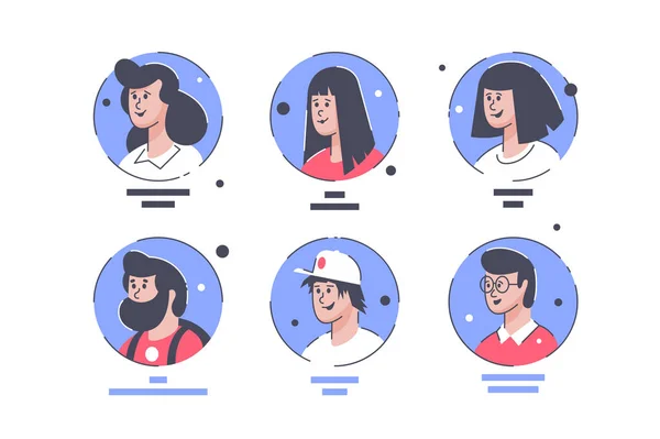 Set icônes avec les gens avatars hommes et femmes . — Image vectorielle