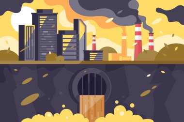 Polluted city landscape clipart