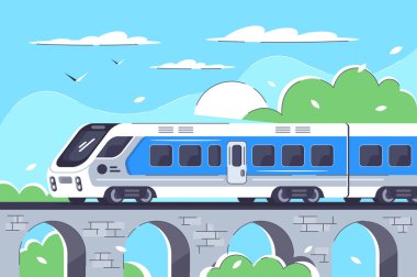 Şehirden uzun yol acele Tren.