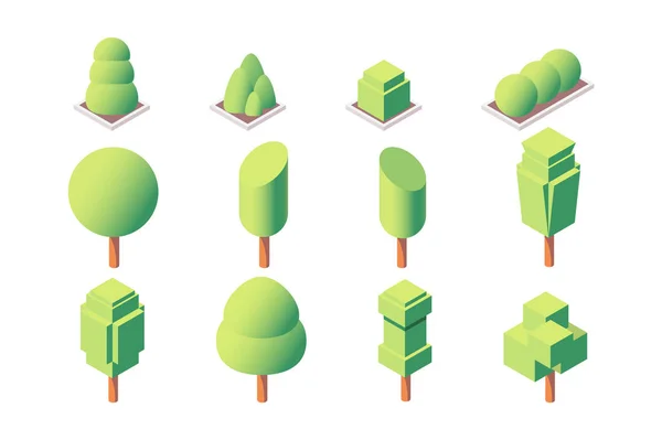 3d isometric set trimmed trees and vegetations. — Stock Photo, Image