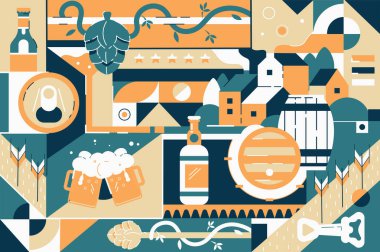 Bira, hop ve Alman köyü bira arka plan.