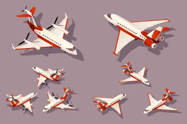 Zestaw małych i średnich samolot do transportu drogą powietrzną. — Zdjęcie stockowe