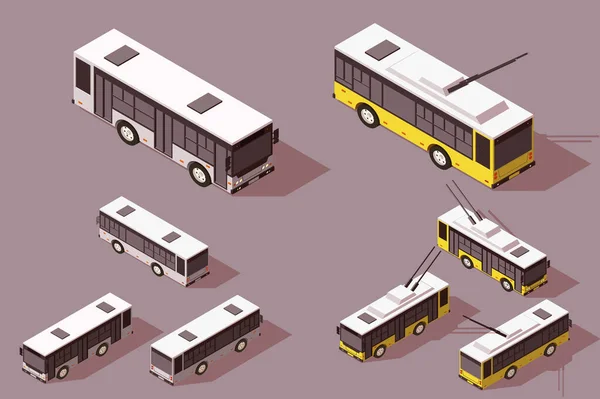 Sada velkých i malých autobus vozík pro dopravu lidí. — Stock fotografie