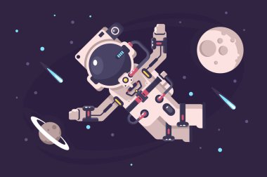 Astronot uzay giysisi açık alanda fethetti.