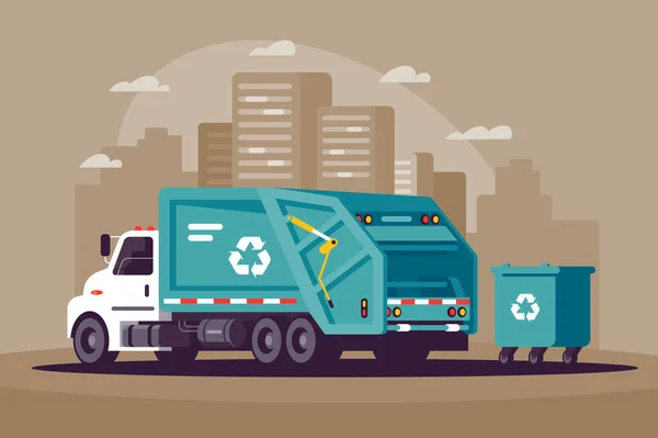 Garbage collection in the city in the garbage truck. — Stock Photo, Image