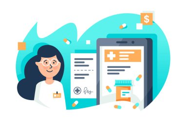Genç kadın ile yemek tarifleri yönü ile düz app.
