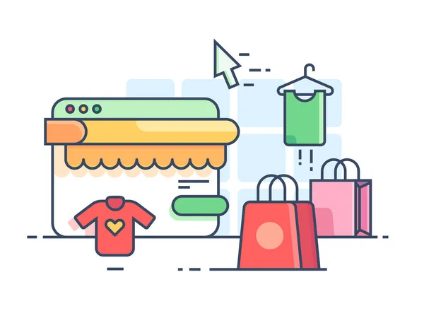 Shopping online piatto — Foto Stock