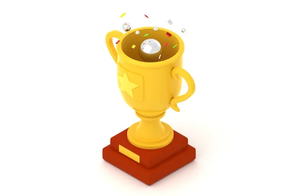 Coppa d'oro con glitter 3d rendering illustrazione — Foto Stock