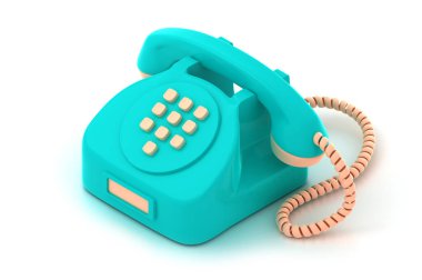 Tuşlar izometrik illüstrasyonlu 3d ev telefonu