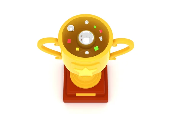 Golden cup with glitter 3d render illustration — Stock Photo, Image