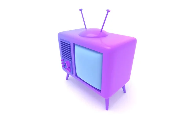 Conjunto de TV 3d render isolado na ilustração branca — Fotografia de Stock