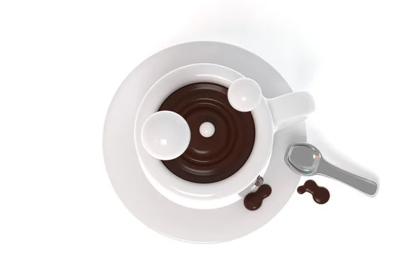 Weiße Tasse Kaffee 3D-Render-Illustration — Stockfoto