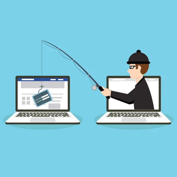 Fishing Scam Hacker Attack Web Security Vector Concept Illustration Fishing — Stock Vector