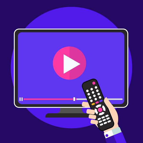 Video tutorials on TV icon concept. Study and learning background, distance education and knowledge growth. Video conference and webinar icon