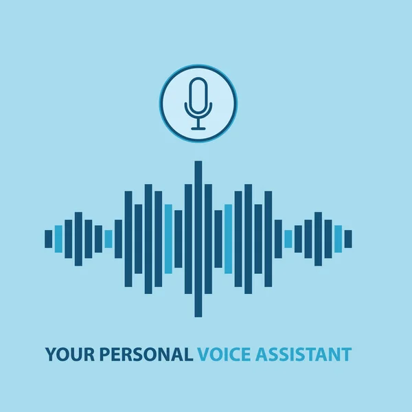 Personal Assistant Voice Recognition Concept Flat Vector Illustration Sound Symbol — Stock Vector