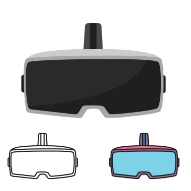 Stereoskopik 3d vr illüstrasyon. Vektör sanal dijital siber teknoloji. Yenilik aygıt - vektör