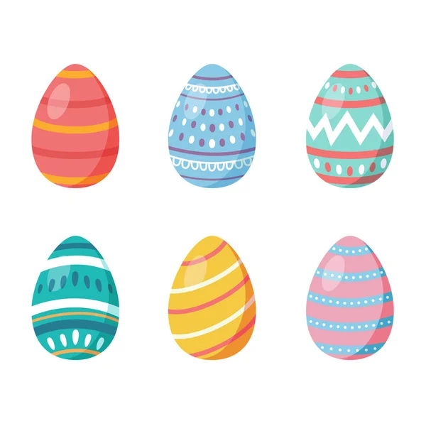 Happy Easter Conjunto Ovos Páscoa Com Textura Diferente Fundo Branco — Vetor de Stock