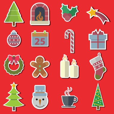 Vektör Noel simgeleri ve arka planda nesneler