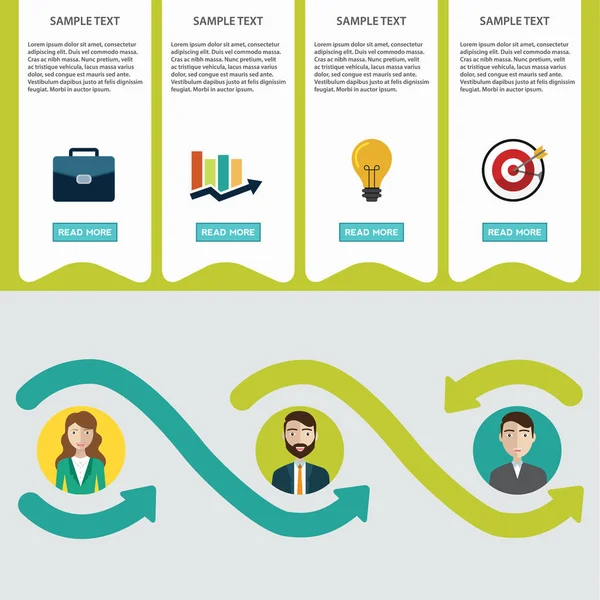 Business proces infographics. Brainstorm, grote idee, consulting, partnerschap contract vlakke stijl — Stockvector