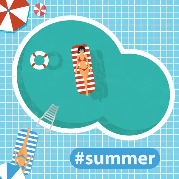 Hello summer. Swimming pool. Summer pool party invitation — Stock Vector