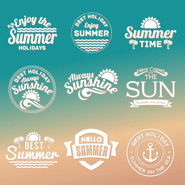 Summer labels, logos, hand drawn tags and elements set for summer holiday, travel, beach vacation, sun. Vector illustration. - Vector — Stock Vector