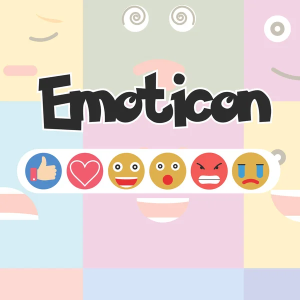 Set di Emoticon, Reazioni dei social media - Vettore — Vettoriale Stock