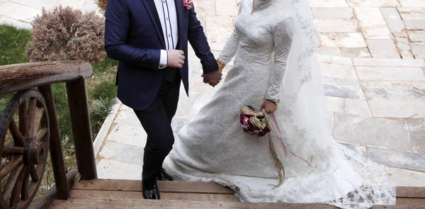 Bruden Och Brudgummen Lycklig Dag — Stockfoto