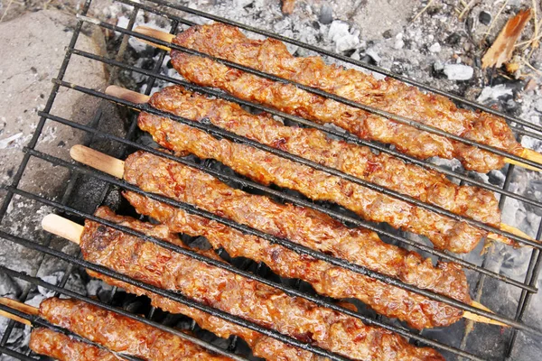 Sığır Eti Kebabı Adana Kebap Yemek — Stok fotoğraf