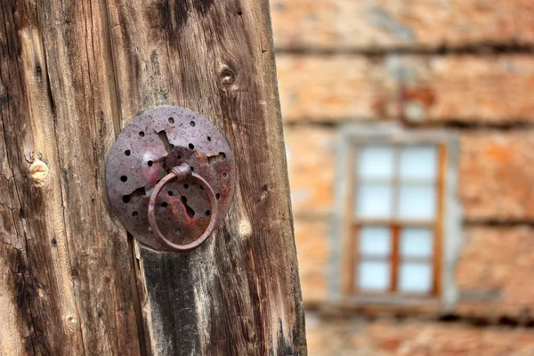 Houten Deur Oud Dorpshuis — Stockfoto