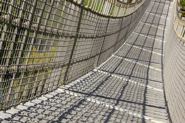 Wooden Suspension Bridge Public Park — Stock Photo, Image