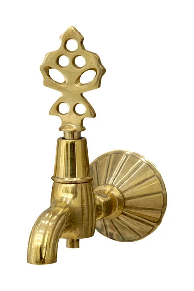 Brass Faucet Head White Background — Stock Photo, Image
