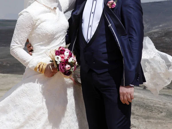 Boldog Pár Menyasszony Vőlegény — Stock Fotó